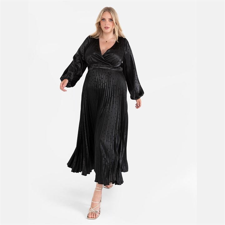 Lovedrobe Women's Black Luxe Spot Satin Midaxi Dress in Size 12, Sports Direct