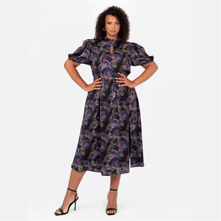 Lovedrobe Women's  High Neck Keyhole Midi Dress in Size 6XL, Sports Direct