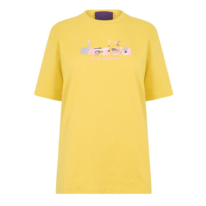 Diadora Women's Yellow Eye Short Sleeve T-Shirt in Size 8, Sports Direct