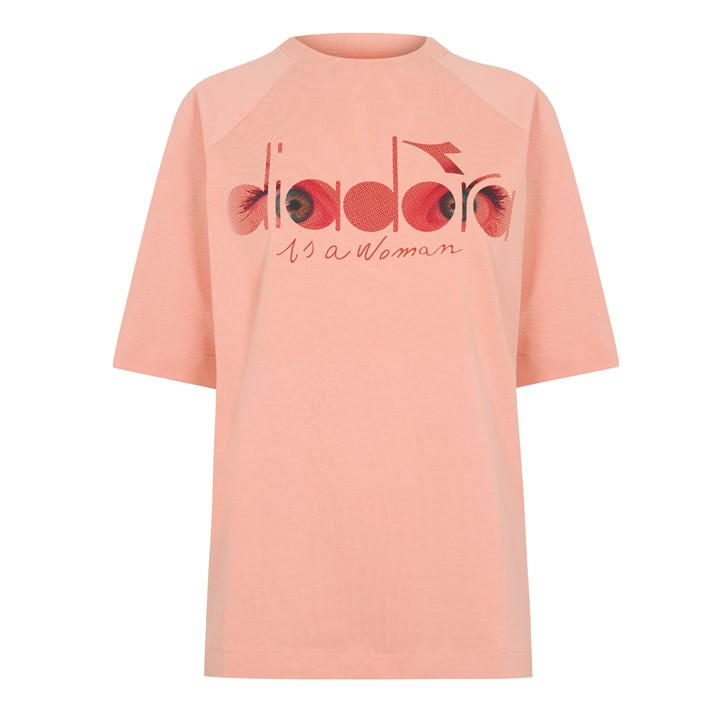 Diadora Women's Orange Flowers Short Sleeve T-Shirt in Size 10, Sports Direct
