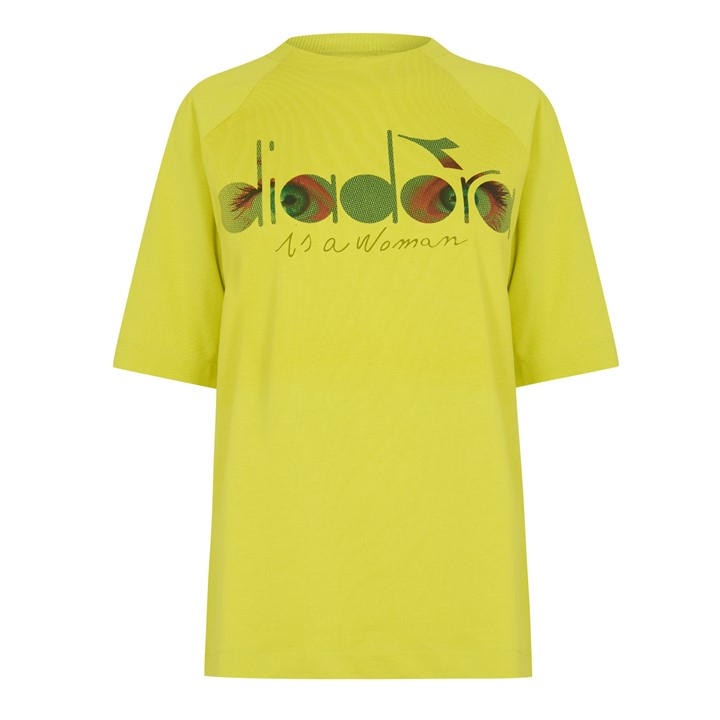 Diadora Women's Yellow Flowers Short Sleeve T-Shirt in Size 8, Sports Direct