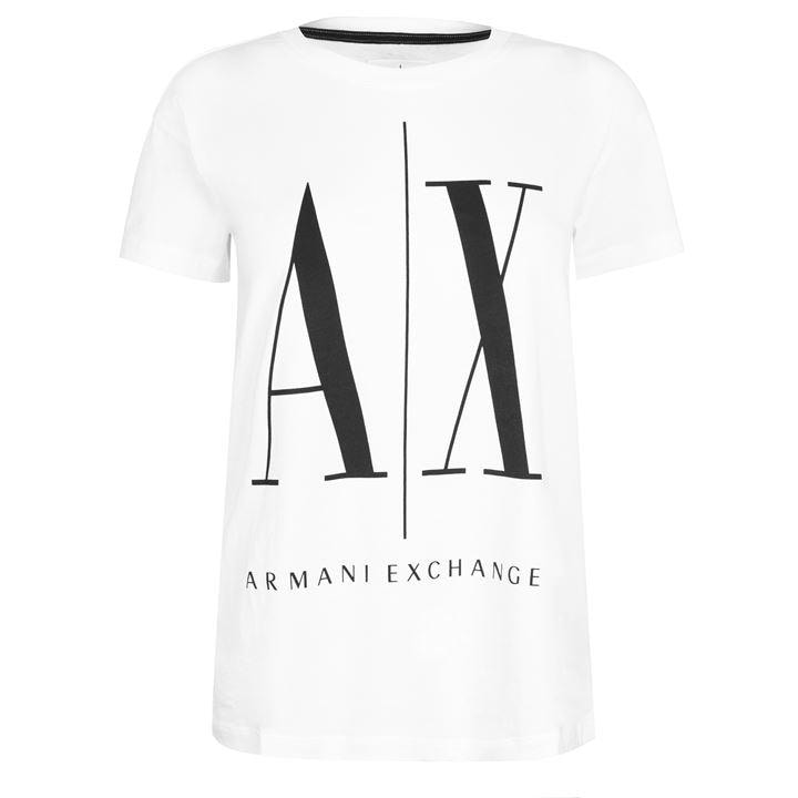 Armani Exchange Women's White Foil Logo T-Shirt in Size 8, Sports Direct