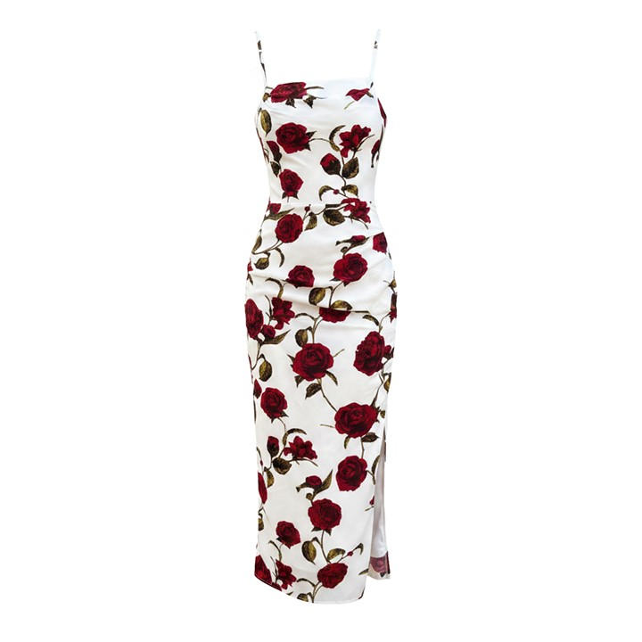 Paris  Women's  Rose Printed Ruched Side Strappy Midi Dress, Football by AX  in Size 16, Sports Direct