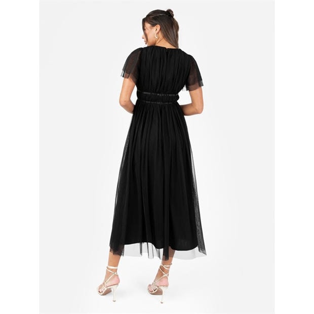 Black - Anaya With Love - Anaya With Love Recycled Black Ribbon Detail Midi Dress