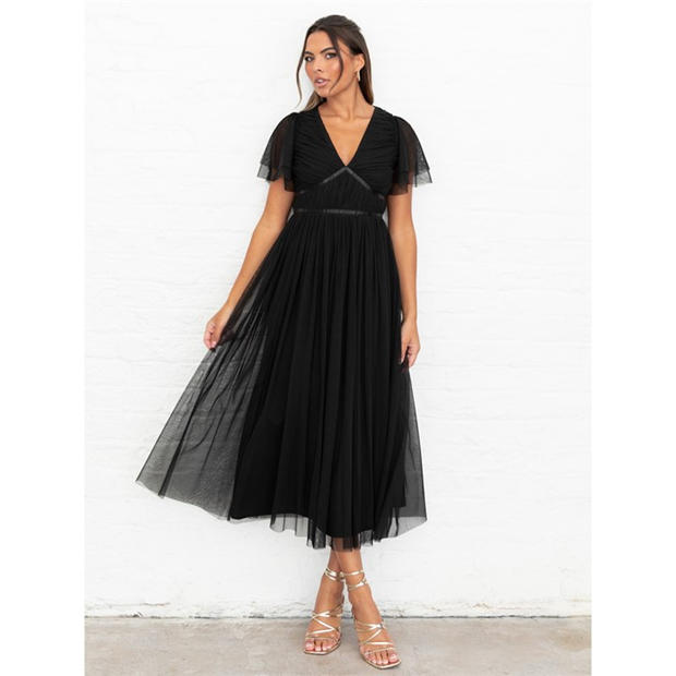 Black - Anaya With Love - Anaya With Love Recycled Black Ribbon Detail Midi Dress