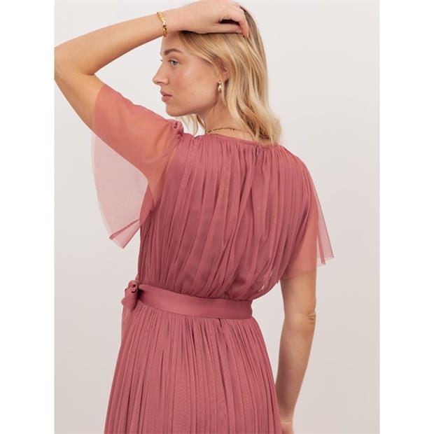 Faded Rose - Anaya With Love - Anaya With Love Recycled Faded Rose Tulle Faux Wrap Short Sleeve Maxi Dress