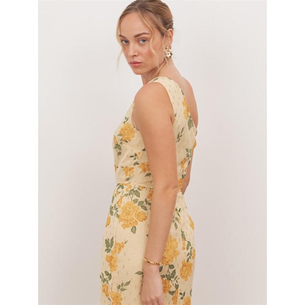 Yellow Floral - Anaya With Love - Anaya With Love Recycled Yellow Floral Print One Shoulder Maxi Dress