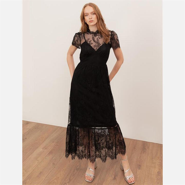 Lovedrobe Women's Black Lace Midaxi Dress in Size 10, Sports Direct