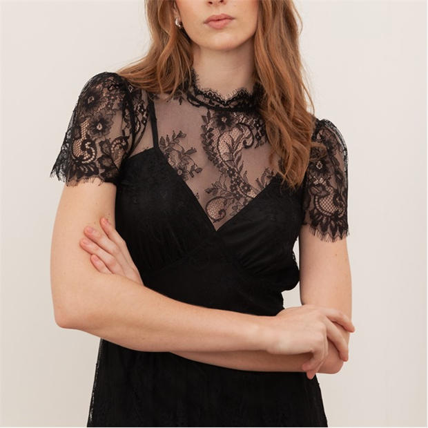 Black - Lovedrobe - Lovedrobe Black Lace Midaxi Dress