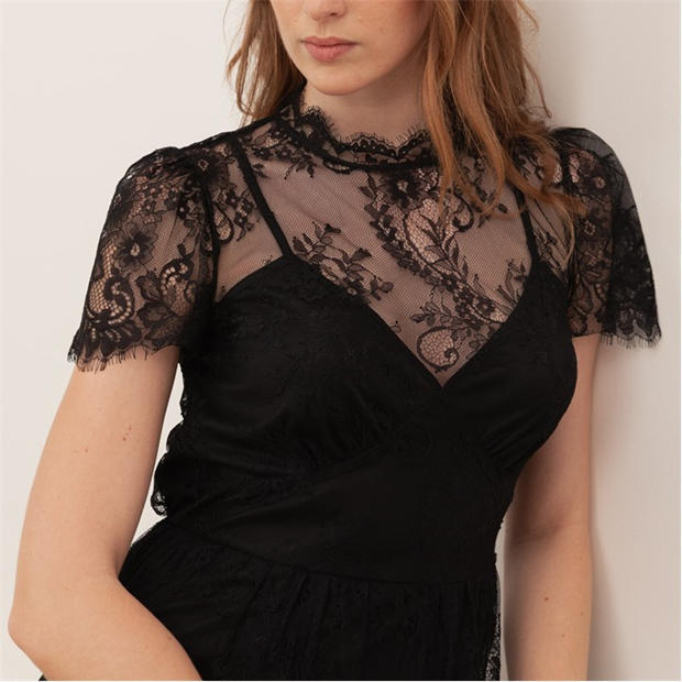 Black - Lovedrobe - Lovedrobe Black Lace Midaxi Dress