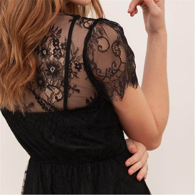 Black - Lovedrobe - Lovedrobe Black Lace Midaxi Dress