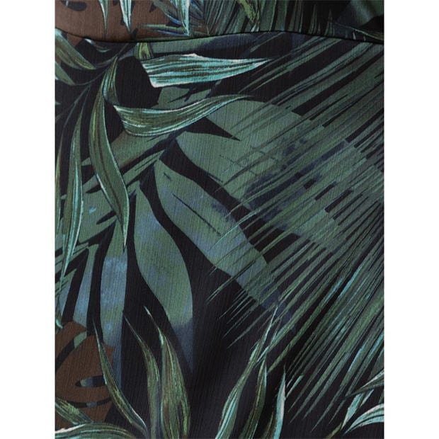 Navy - Lovedrobe - Lovedrobe Tropical Print Square Neck Short Sleeve Maxi Dress