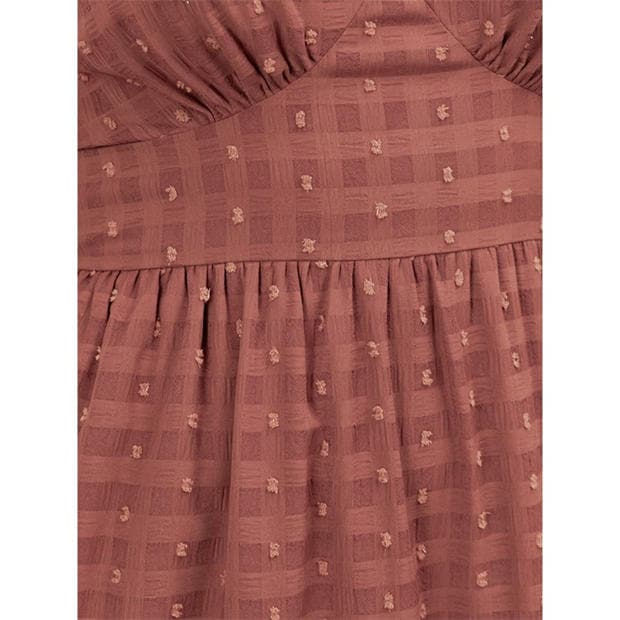 Terracotta Pink - Lovedrobe - Lovedrobe Terracotta Pink Gingham V Neck Midaxi Dress