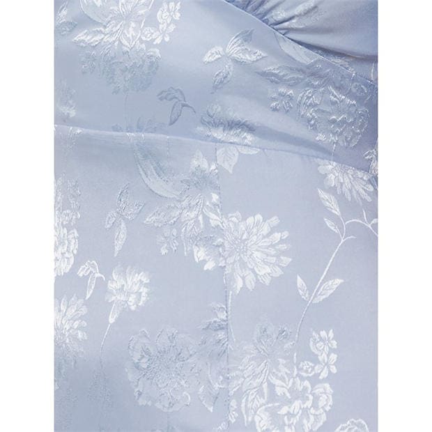Pastel Blue - Maya Deluxe - Maya Pastel Blue Floral Jacquard Satin Maxi Dress