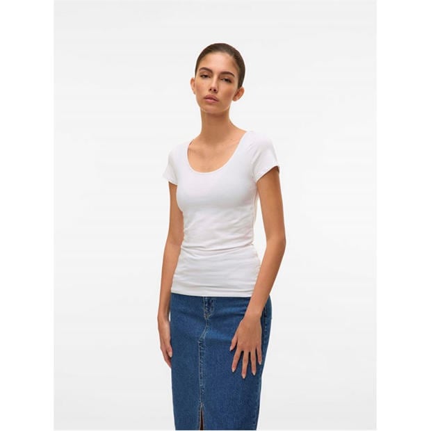 Bright White - Vero Moda - Women's Soft U-Neck T-Shirt
