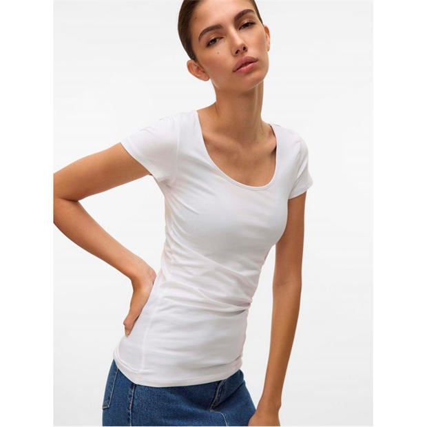 Bright White - Vero Moda - Women's Soft U-Neck T-Shirt