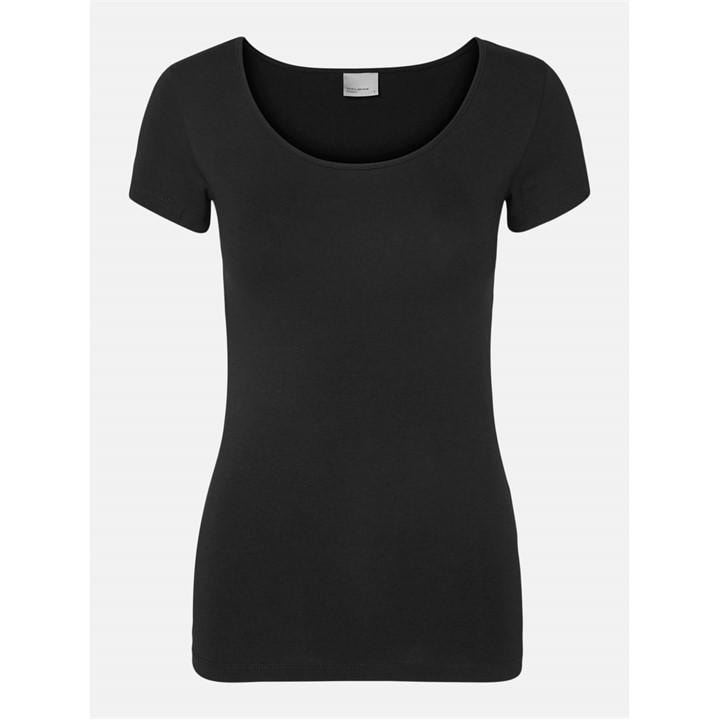 Vero Moda Women's Black Soft U-Neck T-Shirt in Size 12, Sports Direct