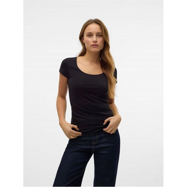 Black - Vero Moda - Women's Soft U-Neck T-Shirt