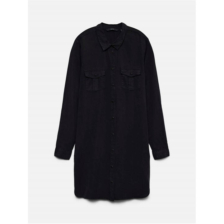Vero Moda Women's Black Sigga Long Sleeve Shirt Dress in Size 10, Sports Direct