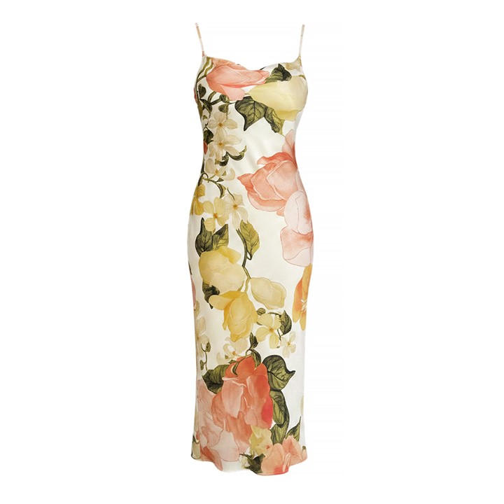 Paris  Women's  Floral Print Strappy Cowl Neck Slip Midi Dress, Football by AX  in Size 16, Sports Direct