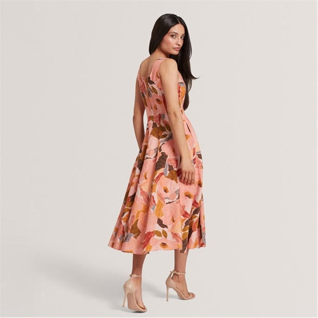 CORAL - Ted Baker - Women's Print Midi Boho Dress