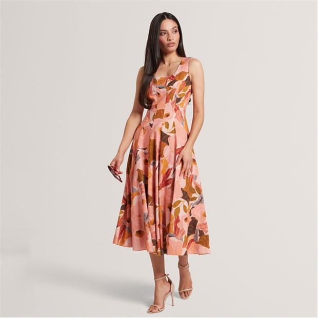 CORAL - Ted Baker - Women's Print Midi Boho Dress
