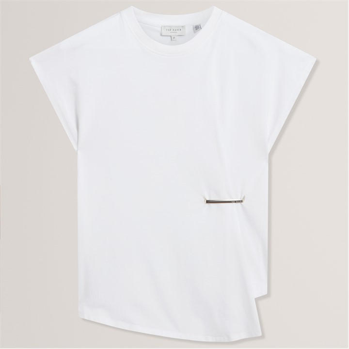 Ted Baker Women's White Metal Trim T-Shirt in Size 12, Sports Direct