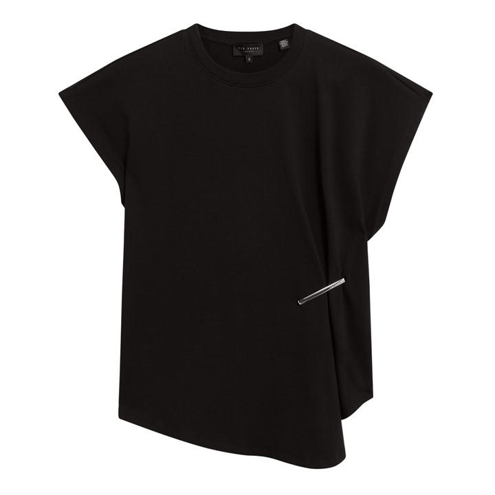 Ted Baker Women's Black Metal Trim T-Shirt in Size 8, Sports Direct