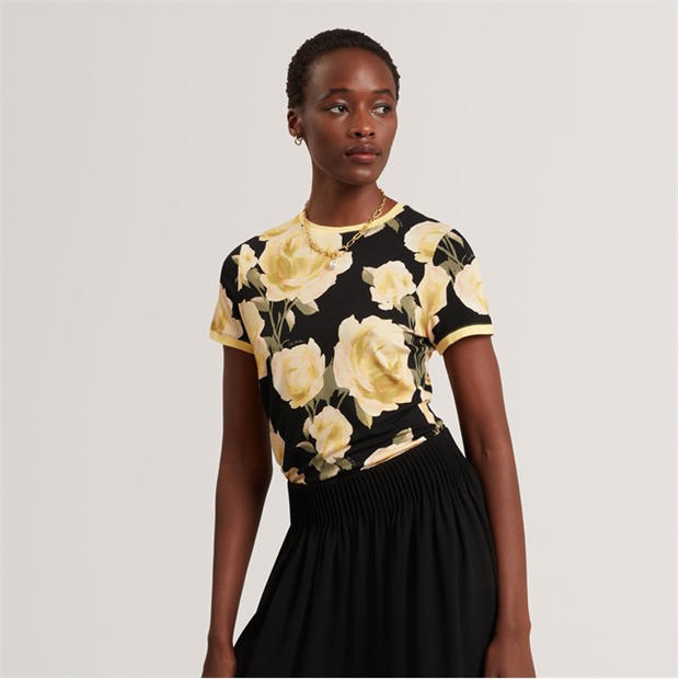 BLACK - Ted Baker - Womens Floral Print T-Shirt
