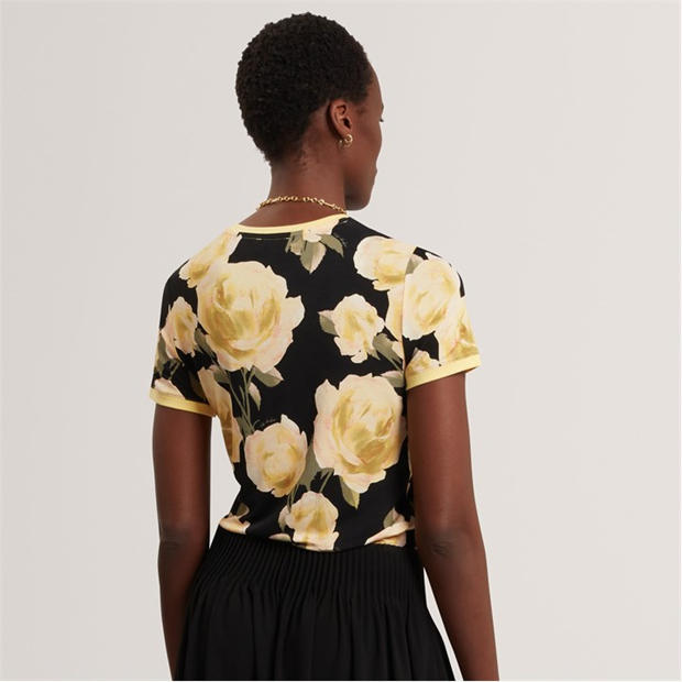 BLACK - Ted Baker - Womens Floral Print T-Shirt