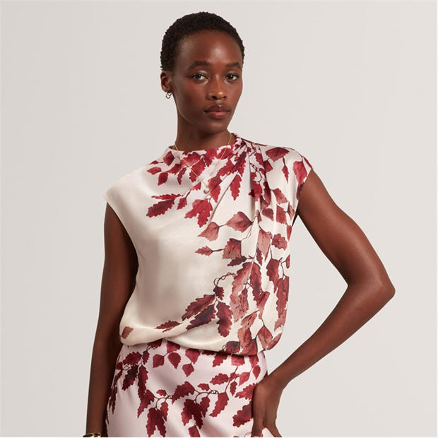 ROSEGOLD - Ted Baker - Womens Printed Drape Top