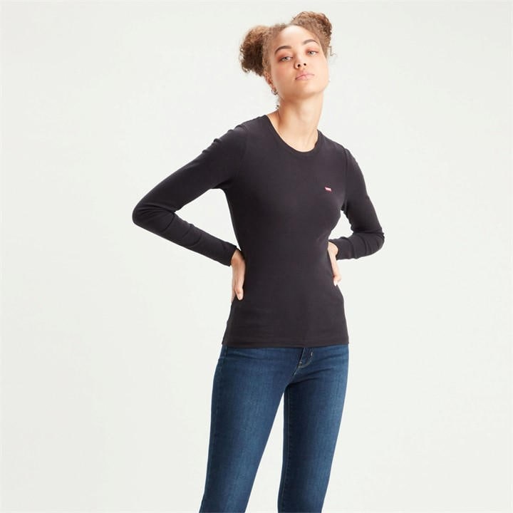 Levis Women's Blue Long Sleeve Baby T Shirt in Size 14, Sports Direct