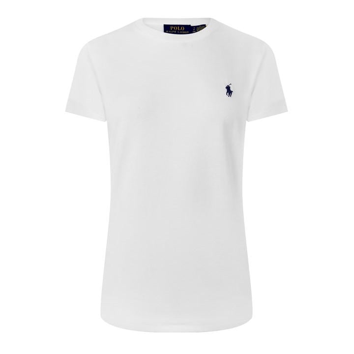 Polo Ralph Lauren Women's White Round-Neck T-Shirt in Size 12, Sports Direct