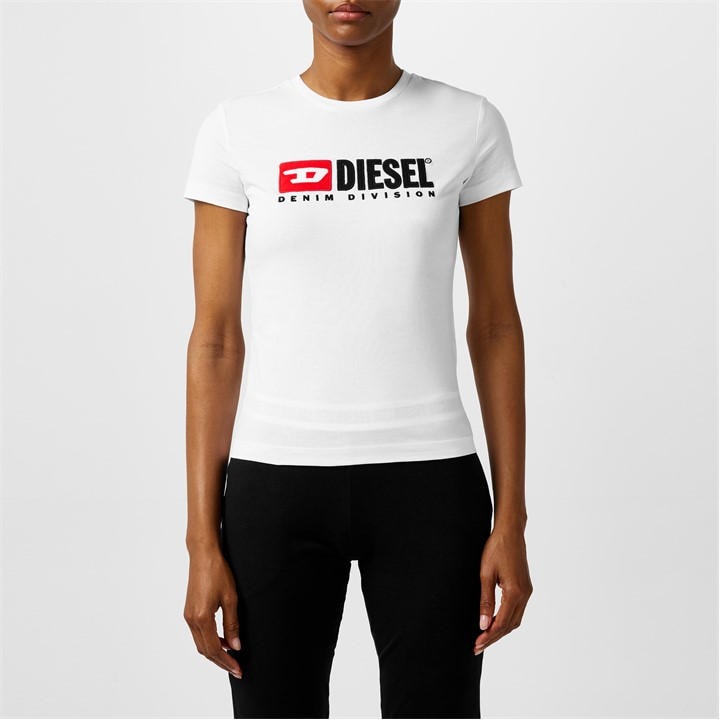 Diesel Women's White T-Diegor-Div T-Shirt in Size 10, Sports Direct