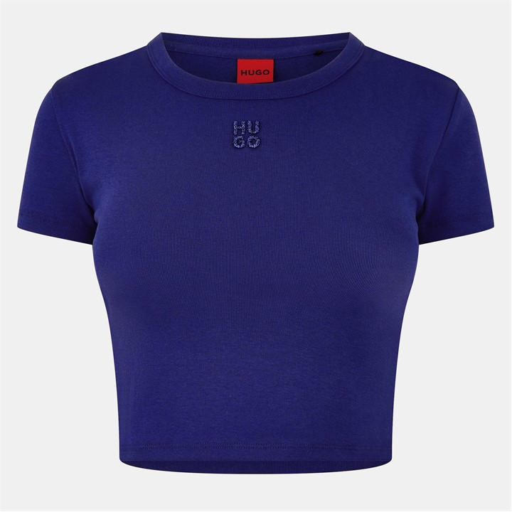 Hugo Women's Blue Delanor Crop Top in Size 14, Sports Direct