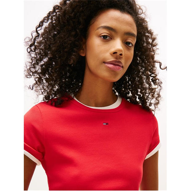 Red Alert - Tommy Jeans - Short Sleeve Logo Ribbed T-Shirt