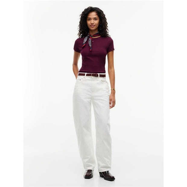 Calypso Berry - Tommy Jeans - Short Sleeve Logo Ribbed T-Shirt