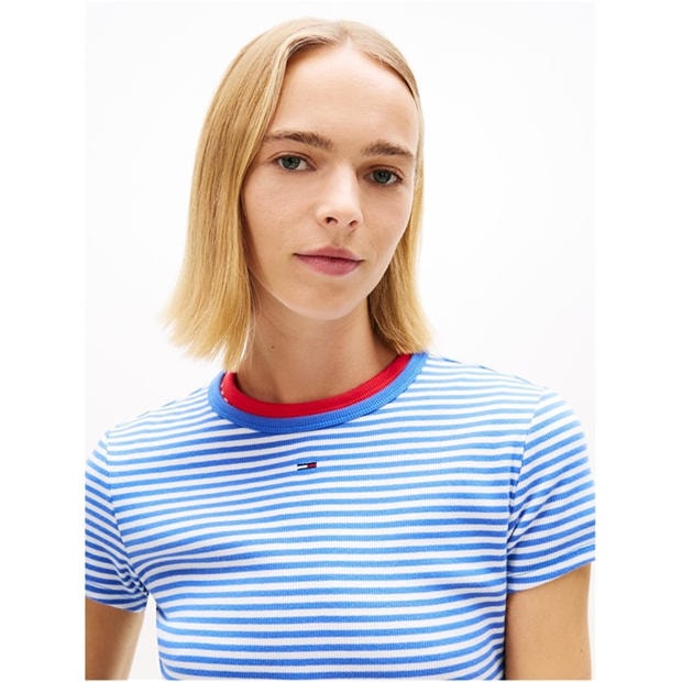 Emp Blue/St - Tommy Jeans - Short Sleeve Logo Ribbed T-Shirt