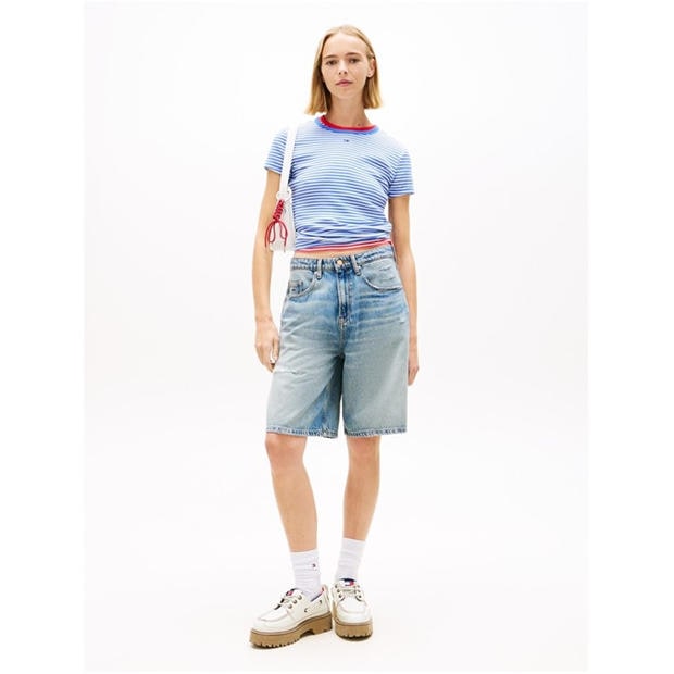 Emp Blue/St - Tommy Jeans - Short Sleeve Logo Ribbed T-Shirt