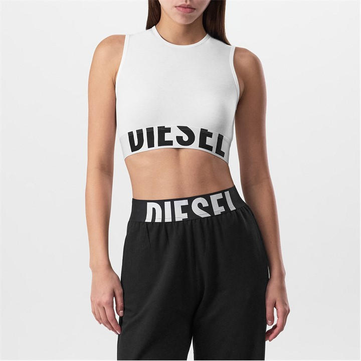 Diesel Women's White Ada Pop Crop Top in Size 8, Sports Direct