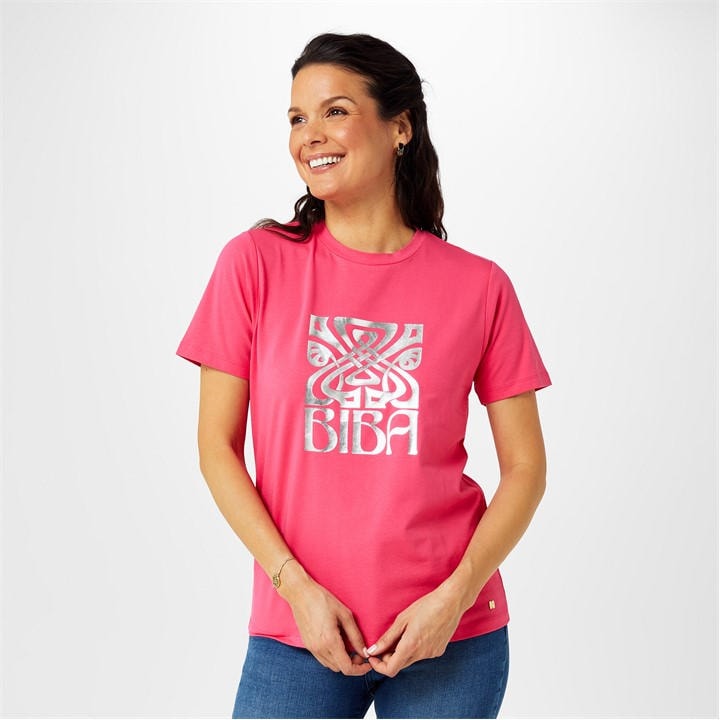 Biba Women's Pink Logo T-Shirt in Size 8, Sports Direct
