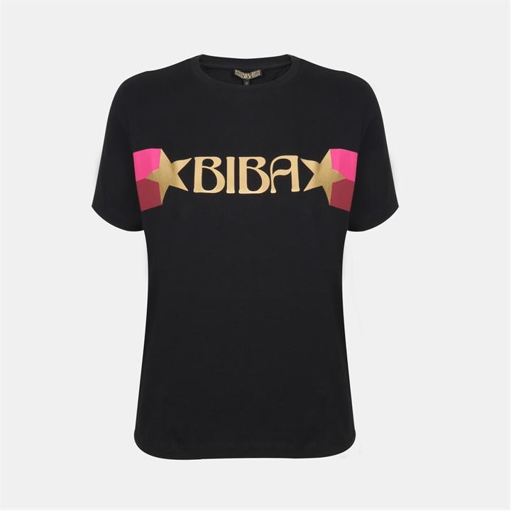 Biba Women's Black Logo T-Shirt in Size 12, Sports Direct