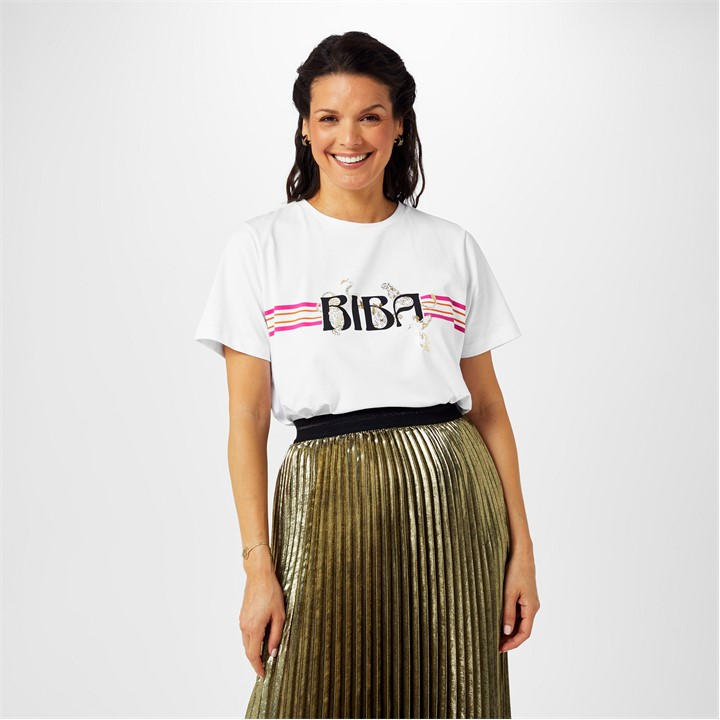 Biba Women's White Logo T-Shirt in Size 8, Sports Direct