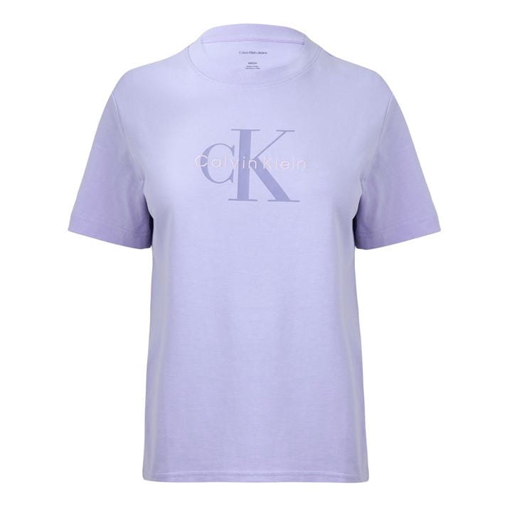 Calvin Klein Jeans Women's Purple Printed Logo T-Shirt in Size 16, Sports Direct
