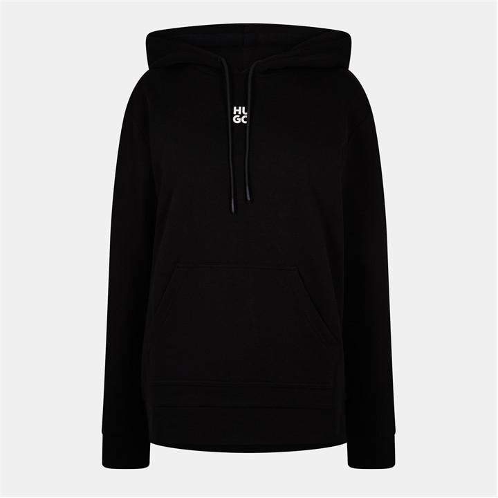 Hugo Women's Black Stack Logo Over The Head Hoodie in Size 14, Sports Direct