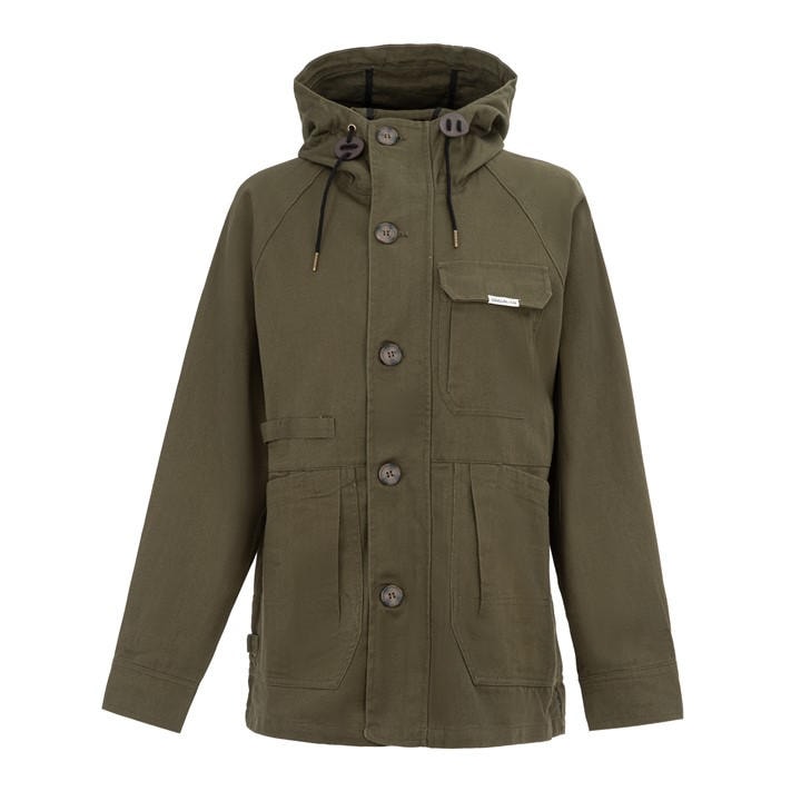Soulcal Women's Green Soul Cotton Hooded Button Long Sleeve Parka in Size 12, Sports Direct
