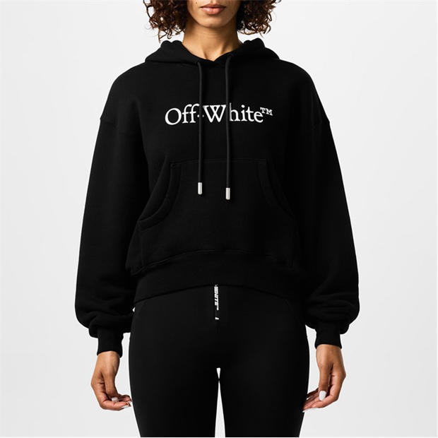 Black - OFF WHITE - Women's Logo Bookish Cotton Pull Over Hoodie