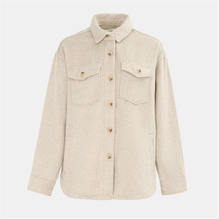 Miso Women's Beige Wool Shirt in Size 6, Sports Direct