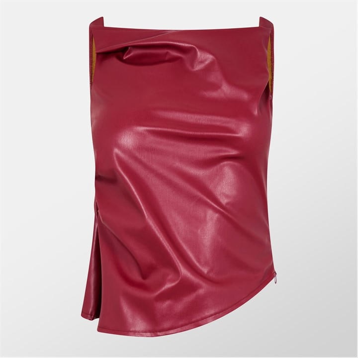 Missy Empire Women's Red Faux Leather Twisted One Shoulder Top in Size 10, Sports Direct