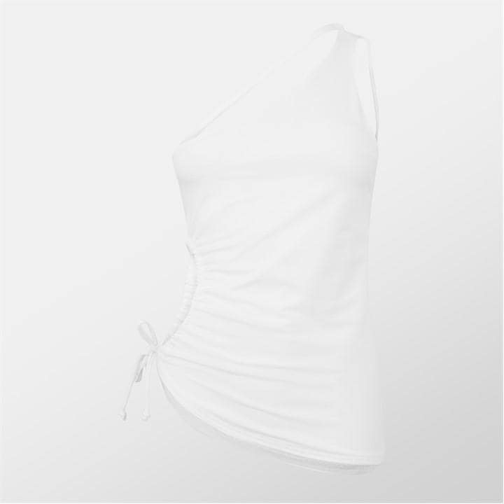 Missy Empire Women's White Asymmetric Cut Out Top in Size 14, Sports Direct
